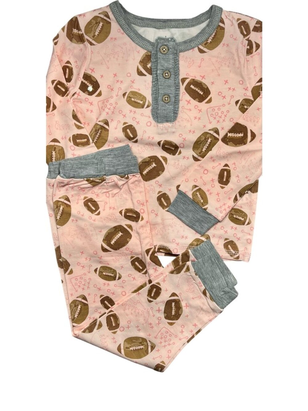Mud Pie 24m 2T NWT pink football toddler girl Pajamas PJs 2pc set bamboo Fall